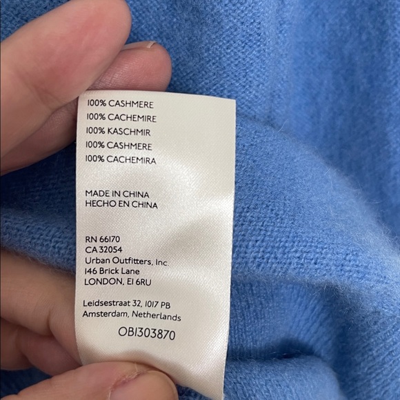 Free People 100% Cashmere Ottoman Slouchy Oversized Tunic Sweater Blue Medium - Picture 4 of 6